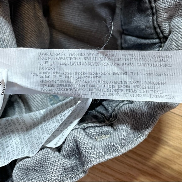 Zara Baggy Fit Paper Bag Carrot Leg Ankle Jeans Gathered Waist Gray Womens Sz 2 - Picture 7 of 10